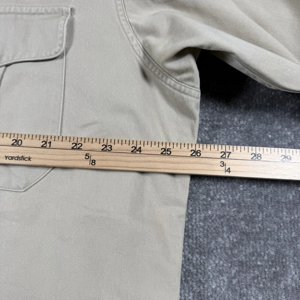 Polo Ralph Lauren Shirt Men's Large Beige Cotton Twill Work Long Sleeve Utility